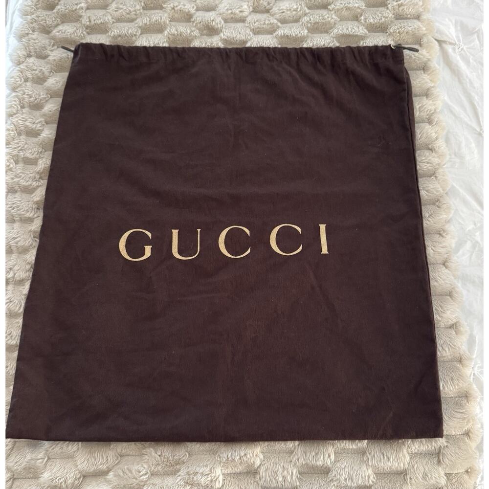 Gucci Brown Draw Sting Dust Bag 17X18.5 Large Authentic Excellent Condition - Picture 4 of 6